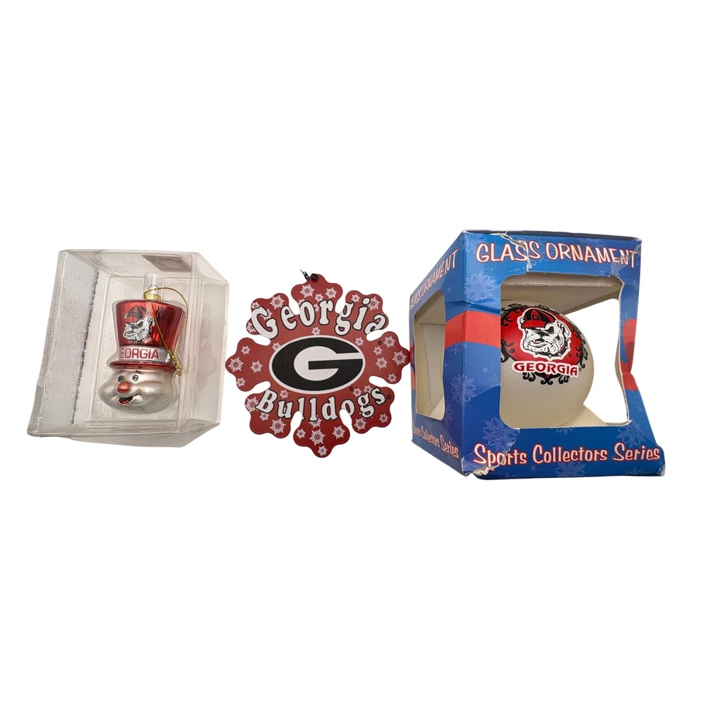 Georgia Bulldogs Christmas Ornament Set Red Black White NCAA Fan Gear Sports UGA